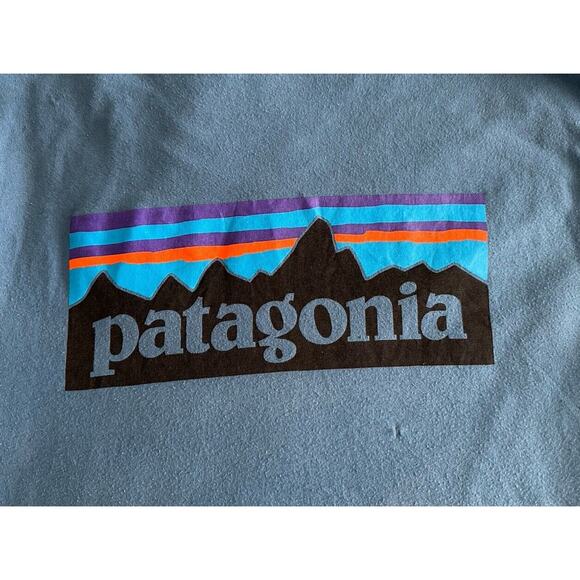 Patagonia Men's Organic Cotton Logo T-Shirt XL Blue - Picture 3 of 7